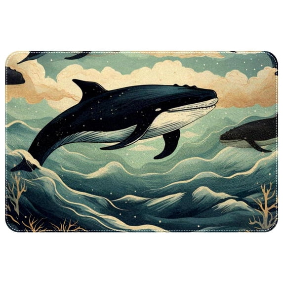 Whale Non-Slip Polyester Chair Mats and Door Rugs - Machine Washable