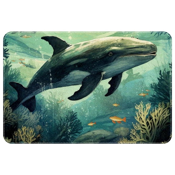 Whale Non-Slip Polyester Door Rugs, Kitchen Rug, Chair Mat - Machine Washable Area Floor Carpet