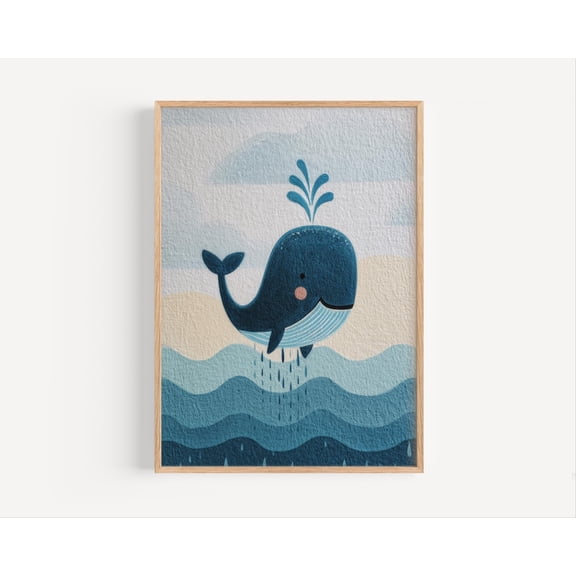 Whale Nursery Poster, Ocean Animal Decor, Unframed Poster Size 8x12