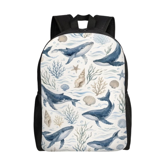 Whale Ocean Backpack Full Front Print Travel Laptop Bag for Men and Women