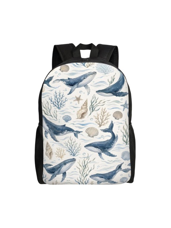 Whale Ocean Backpack Full Front Print Travel Laptop Bag for Men and Women