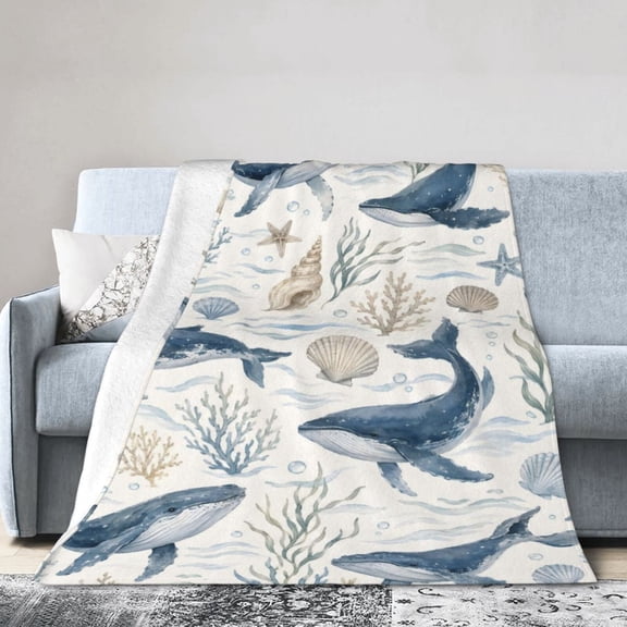 Whale Ocean Blanket Gift Throw Blanket Gift for Whale Lovers Coastal Sea Life Nursery Home Decor 50x40