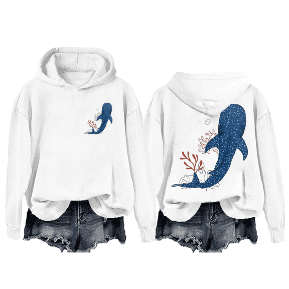 Whale Ocean Hoodie Whale Shark Sweatshirt Funny Shark Sweatshirt Unisex Christian Pullover Hoodie