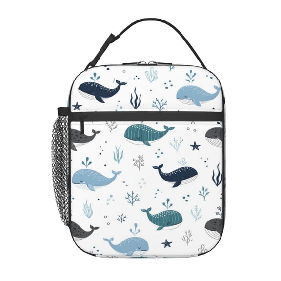 Whale Ocean Lunch Bag Reusable Thermal Lunch Box with Handle for Women and Men