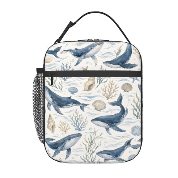 Whale Ocean Lunch Bag Reusable Thermal Lunch Box with Handle for Women and Men