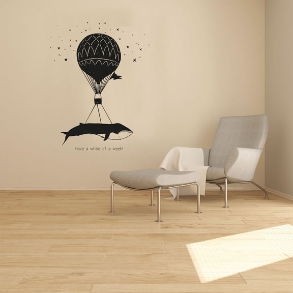 Whale Of A Week Hot Air Balloon Balloons HotAir Life Quote Vinyl Design Wall Sticker Art Decal Boy Girl Kid Room Bedroom Nursery Kinder Playroom Home Decor Stickers Decoration Size (10x6 inch)