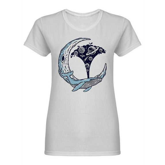 Whale On The Moon Design Shaped T-Shirt Women -Image by Shutterstock, Female x-Large