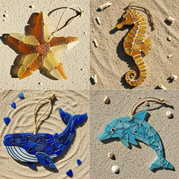 Whale Ornaments Decor For Window Hanging,Sea Glass Ornaments Whale Lover Gifts For Women Men, Sea Animal Home Wall Room Decorations, Christmas 2D Flat Acrylic Ornamnet