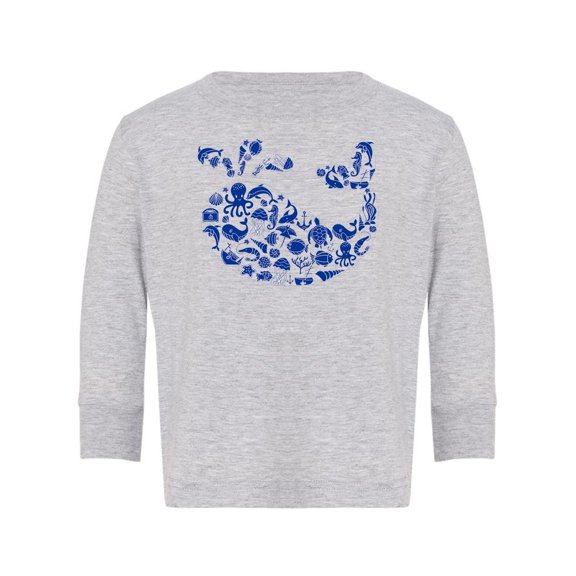 Whale Outline With Symbols Long Sleeve Toddler -Image by Shutterstock,  5 Toddler