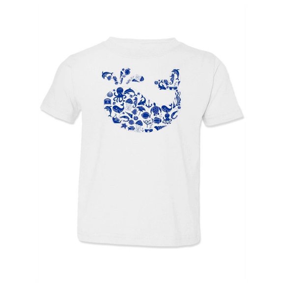 Whale Outline With Symbols T-Shirt Toddler -Image by Shutterstock,  4 Toddler