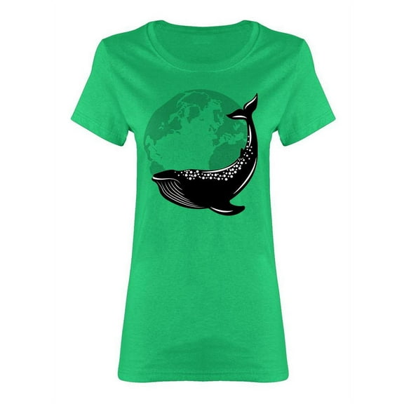 Whale Over A Planet Shaped T-Shirt Women -Image by Shutterstock, Female Large