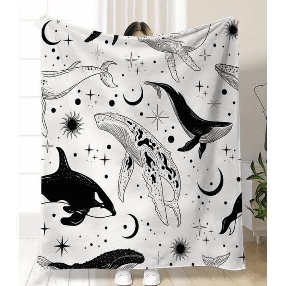 Whale Pattern Blanket, Soft Warm Throw Blanket, Air-conditioned Room Blanket, Warm Nap Blanket for Home Bedroom Living Room, Gift for Friend