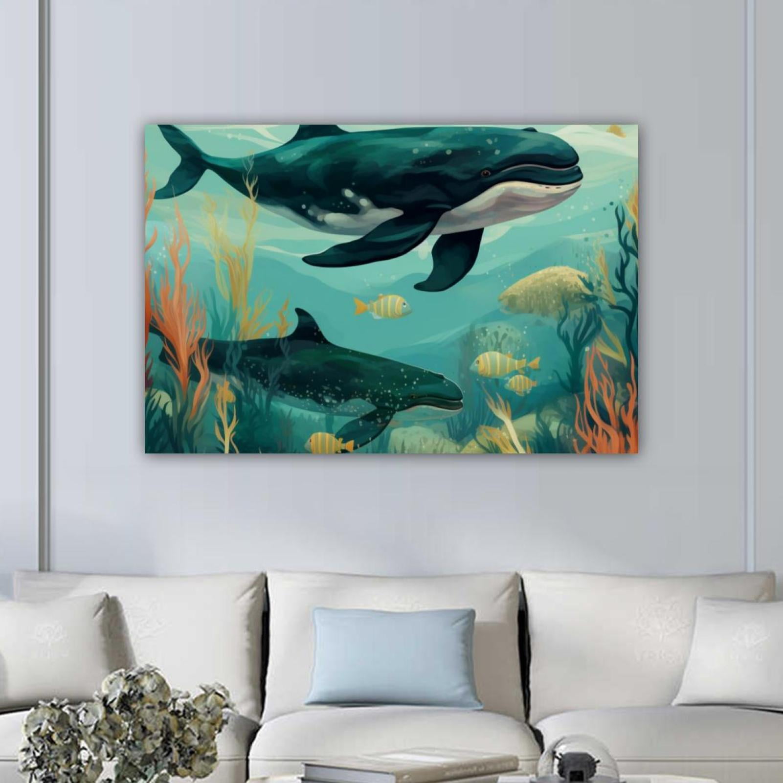 OWNTA Whale Pattern Canvas Wall Art Paintings for Living Room - Canvas ...