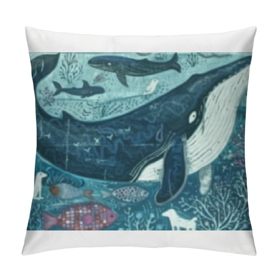 Whale Pattern Print Farmhouse Fall Home Decor Cushion Case,Throw Pillow Covers Inch for Couch Bed Sofa