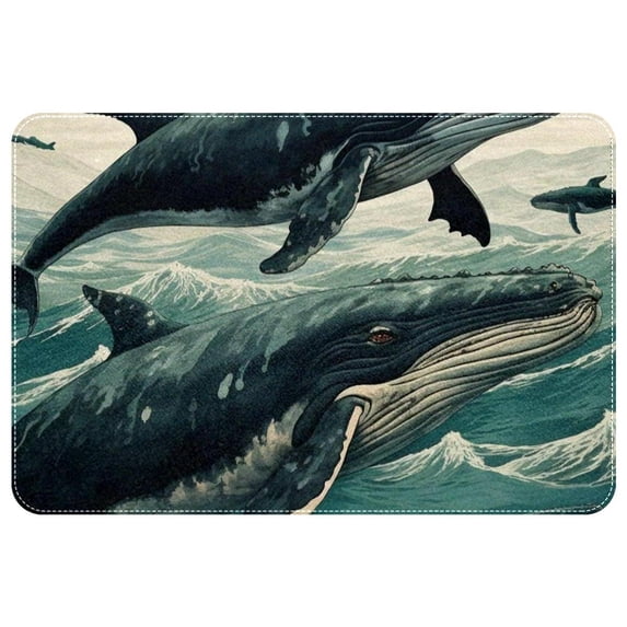 Whale Polyester Non-Slip Area Rug Floor Mats – Machine Washable Office Mat