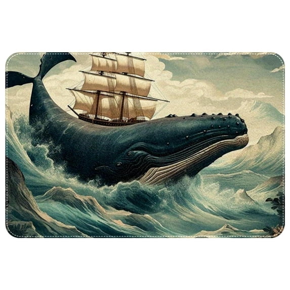 Whale Polyester Non-Slip Door Carpet Kitchen Mat Floor Rug - Machine Washable