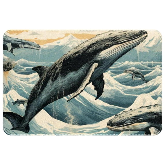 Whale Polyester Non-Slip Indoor Carpet Kitchen Mat - Machine Washable Door Rug Chair Mat