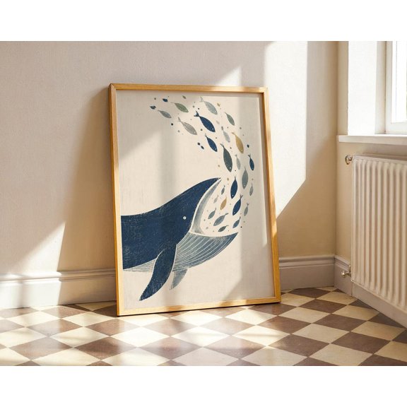 Whale Poster Abstract Fish Shoal Print