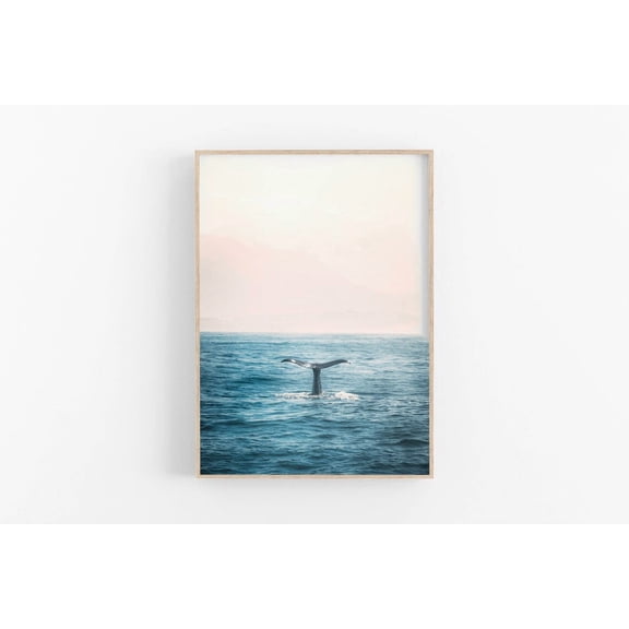 Whale Print Ocean Wall Decal Beach Nature Photography Nursery Unframed Paper Poster 8x10in