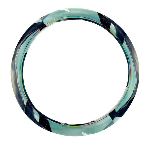 Whale Printed 14.5 Inch PVC Leather Steering Wheel Cover - Auto Accessories for Car Wheel Covers