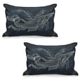 thumbnail image 1 of Whale Quilted Pillowcover Set of 2, Silhouette of Mammal in Doodle Style Coral Reef and Seaweeds Print, Standard Queen Size Pillow Cover for Bedroom, 30" x 20", Slate and Petrol Blue, by Ambesonne, 1 of 1