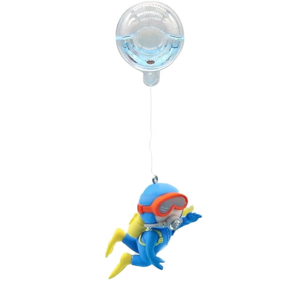 Whale Riding Girl Aquarium Decoration With Ball Plastic Floating Diver Fish Tank Ornament Cute Cartoon Character Decoration