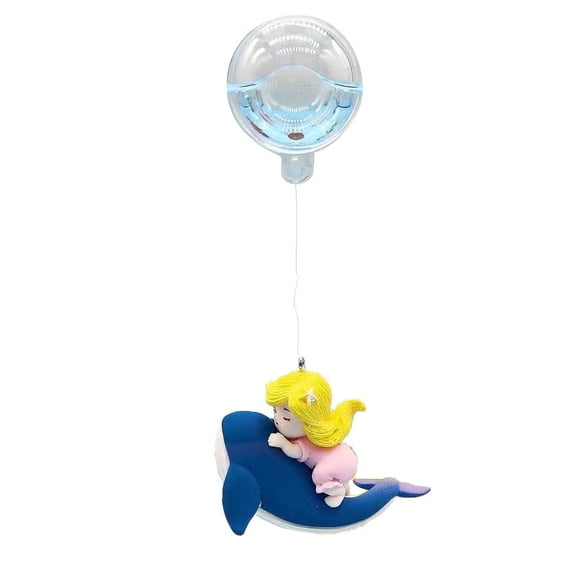 Whale Riding Girl Aquarium Decoration With Ball Plastic Floating Diver Fish Tank Ornament Cute Cartoon Character Decoration
