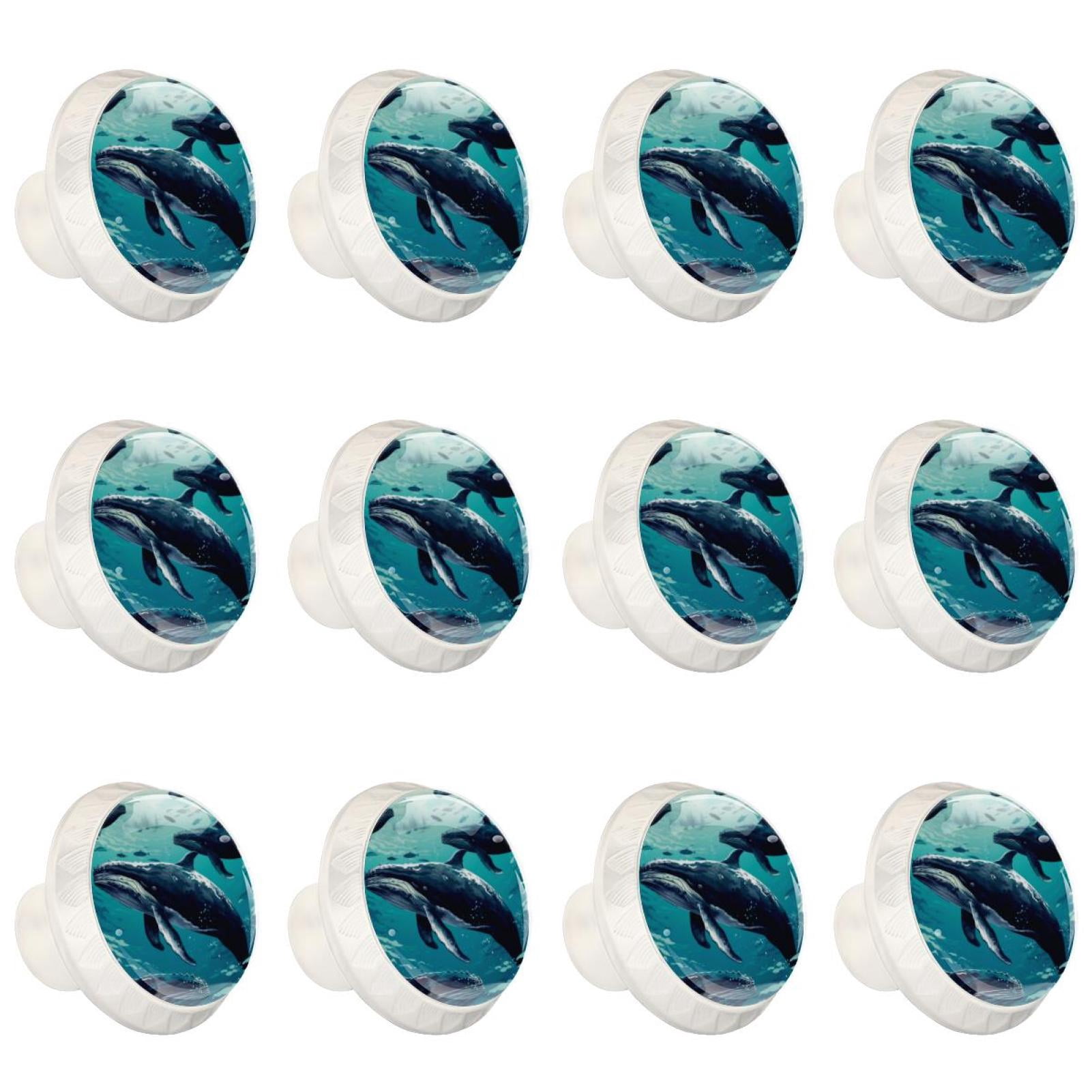 Whale Sea Ocean 12 Pcs White Round Drawer Pulls with Screws,ABS and ...
