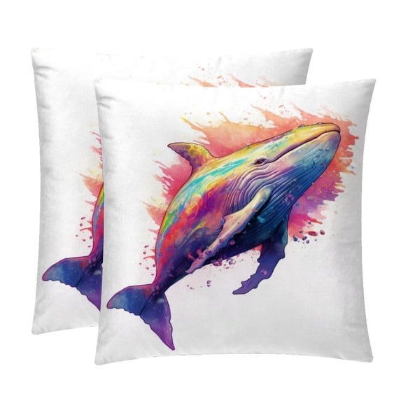 Whale Set of 2 Velvet Throw Pillow Covers with Unique Patterns in 16x16, 18x18, and 20x20 Inches for Various Occasions - Throw Pillow Inserts Included