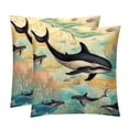 thumbnail image 1 of Whale Set of 2 Velvet Throw Pillow Covers with Unique Patterns in 16x16, 18x18, and 20x20 Inches for Various Occasions - Throw Pillow Inserts Included, 1 of 6