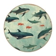 thumbnail image 1 of Whale Set of 6 Microfiber Leather Round Coasters, 11x11 cm/4.3x4.3 in, Drink Coasters for Home and Bar, Table Coasters, 1 of 6