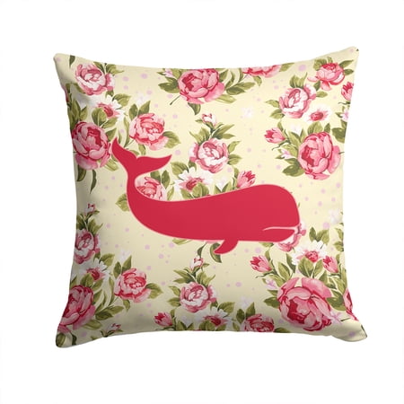 Whale Shabby Chic Yellow Roses Fabric Decorative Pillow
