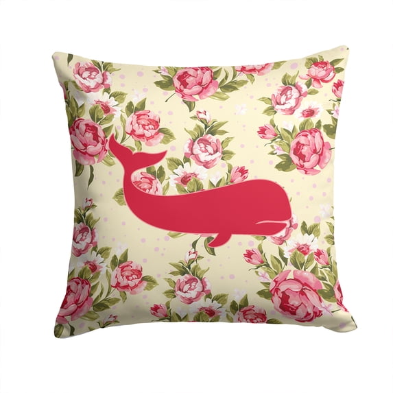Whale Shabby Chic Yellow Roses Fabric Decorative Pillow