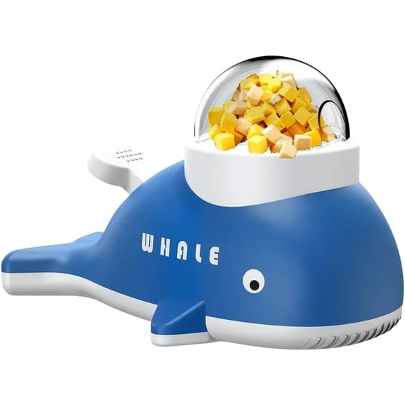 Whale-Shaped Interactive Treat Dispenser Toy for Dogs & Cats - Press Tail to Release Snacks, Puzzle Slow Feeder Toy for Dogs with Bonus Chew Rope Toy(1pc - L )