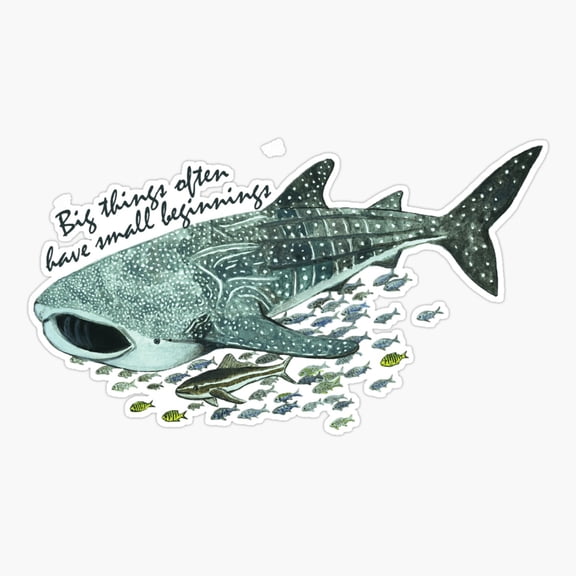 Whale Shark Big Things Often Small Beginnings Sticker