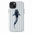 thumbnail image 1 of Whale Shark Blue Striped Phone Case, Artistic Marine Life Illustration iPhone Cover for iPhone 17 16 15 14 13 12 11 Pro Plus Max Mini, 1 of 6