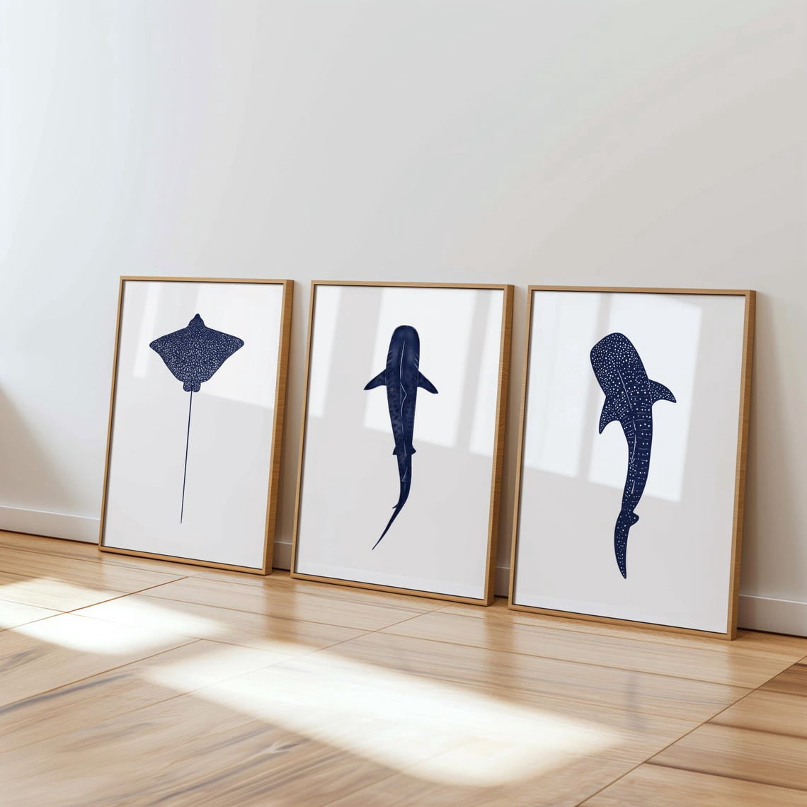 Whale Shark Eagle Ray Tiger Shark Print Ocean Animal Wall Art For Home ...