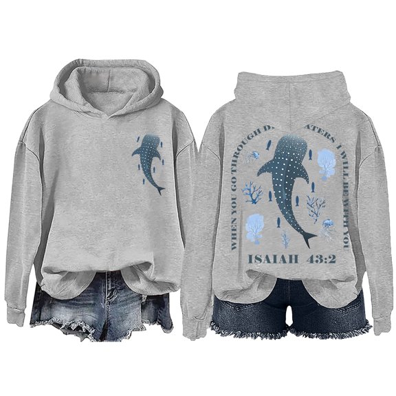 Whale Shark Hoodie When You Go Through Deep Waters Christian Isaiah 43 2 Shirt