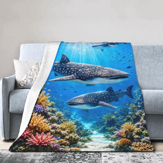 Whale Shark Ocean Coral Reef Throw Blanket - Walmart.com