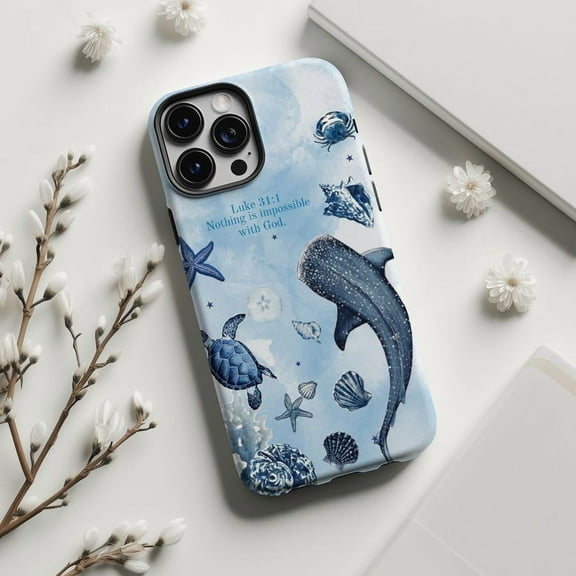 Whale Shark Ocean Phone Case for Beach Lovers, Marine Life Cover with iPhone 17 16 15 14 13 12 11 Pro Max