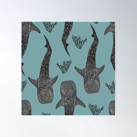Whale Shark Pattern Poster Wall Art, Modern Wall Decor For Living Room Bedroom, 24x24 UNFRAMED