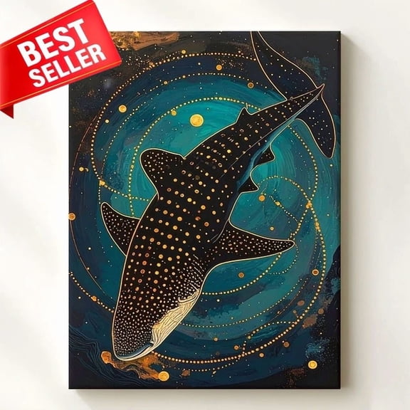Whale Shark Poster surreal Underwater Celestial Stylized Digital Wall Art