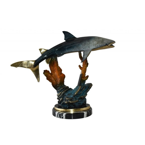 Whale Shark Swimming in The Ocean Bronze Statue Size: 31" x 14" x 26"H