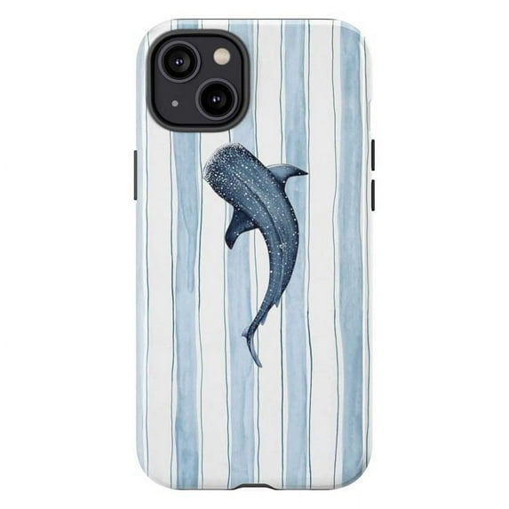 Whale Shark Touch Case – Dual Layer Phone Case for iPhone 11 12 13 14 15 16 Pro Max – Ocean Striped Design, Protective & Stylish