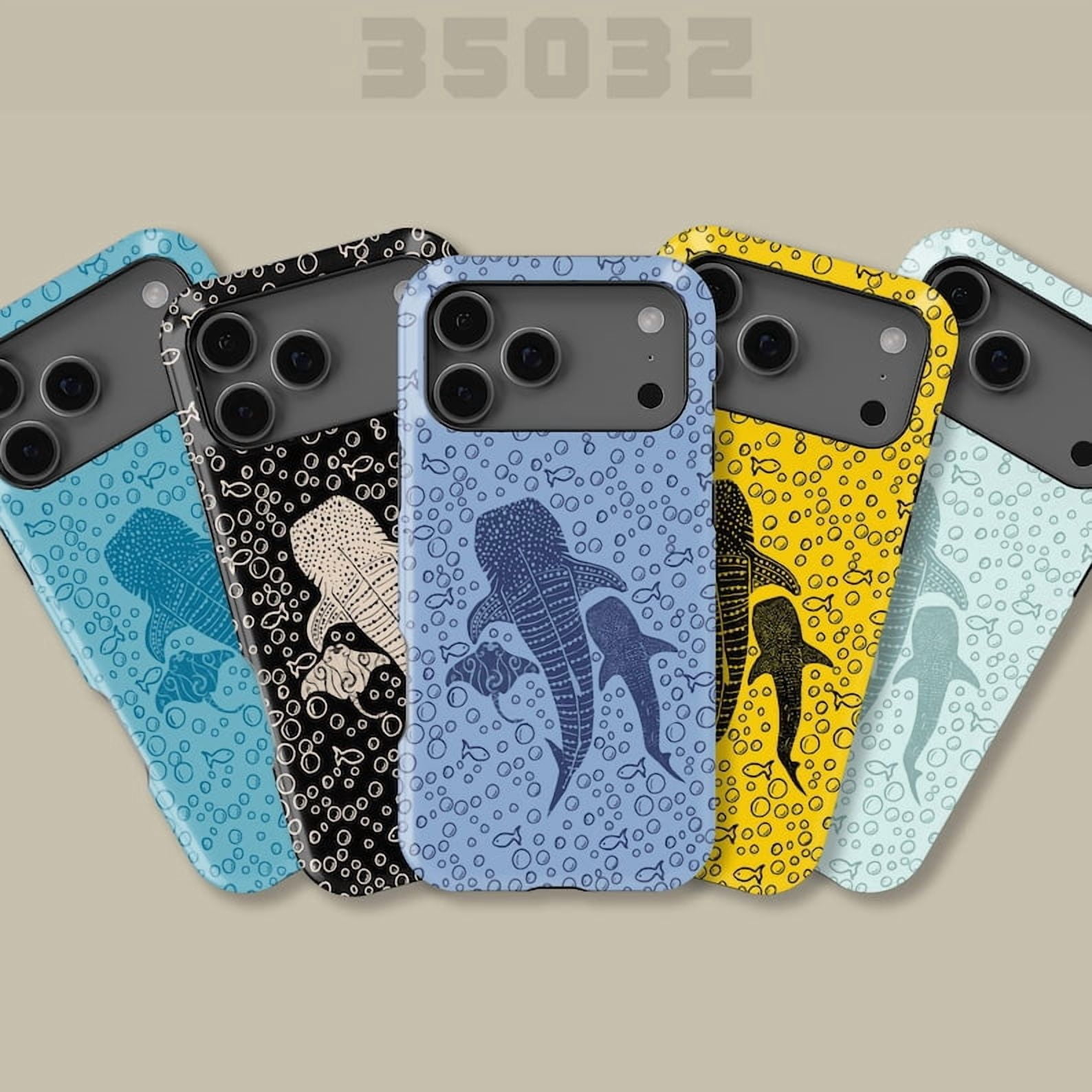 Whale Shark Tough Phone Case, Minimal Marine Life Dual Layer Shock ...