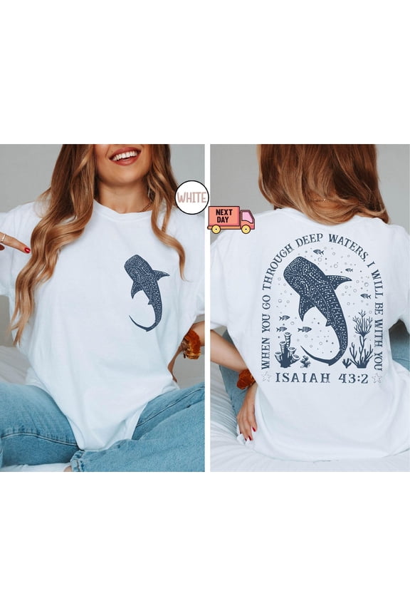 Whale Shark Tshirt, Beachy Shirt, Shark Shirt, Jesus T-shirt, Beachy Tee, Summer T-shirt