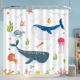 thumbnail image 1 of Whale Shower Curtain for Bathroom Decor Cute Fish Funny Whale Coral Starfish Ocean Bath Accessories for Kids Boys Girls Polyester Waterproof Bath Curtain with 12 Hooks, 72''''x 72'''', 1 of 6