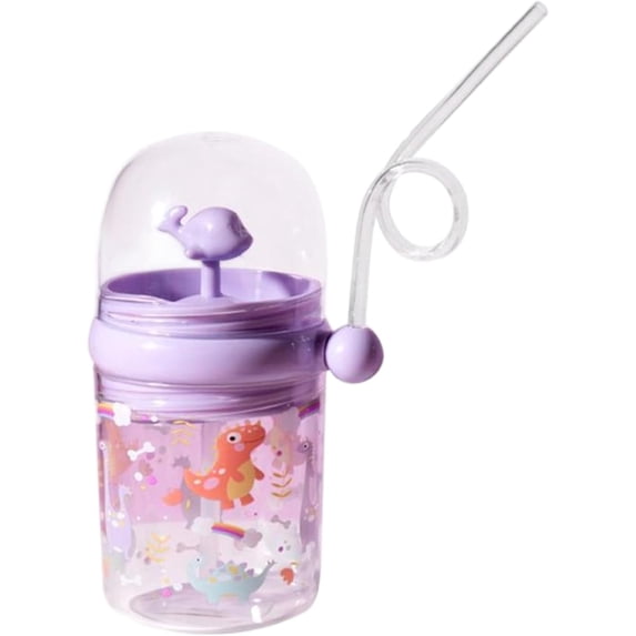 Whale Sippy Cup 260Ml, Cute Fountain Tumbler With Straw, Leak-Proof Reusable Water Bottle For Kids Party, School & Beach Purple