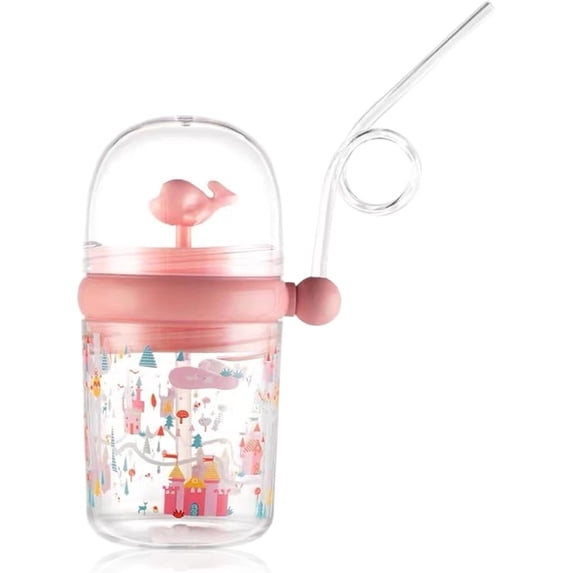Whale Sippy Cup 260Ml Cute Whale Fountain Tumbler Leak Proof Reusable Water Bottle With Straw
