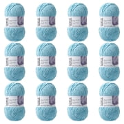 Loops & Threads Whale Skinny Chenille Yarn - Medium Weight Yarn for Knitting, Crochet, Weaving, Arts & Crafts, 12 Pack